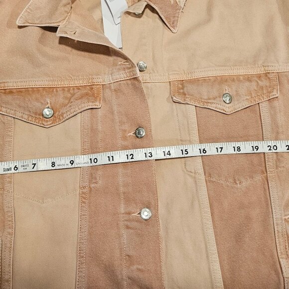 Women’s Topshop Patchwork Denim Pink Jacket Size 8 4 Pockets NWT Chic Country. - Picture 14 of 15